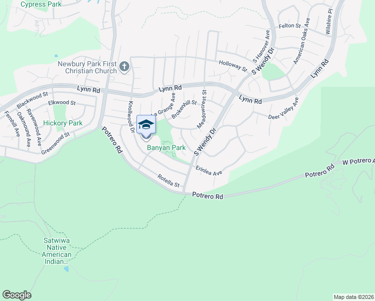 map of restaurants, bars, coffee shops, grocery stores, and more near 3540 Hawkeye Place in Thousand Oaks