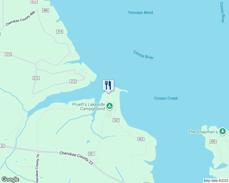 map of restaurants, bars, coffee shops, grocery stores, and more near 600 County Road 531 in Centre