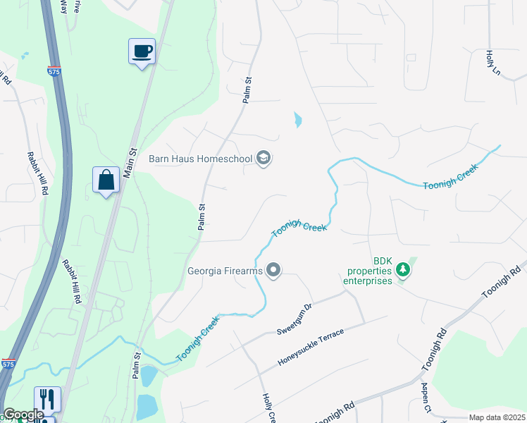 map of restaurants, bars, coffee shops, grocery stores, and more near 128 Holly Place in Canton