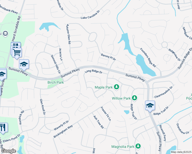 map of restaurants, bars, coffee shops, grocery stores, and more near 113 Long Ridge Drive in Columbia