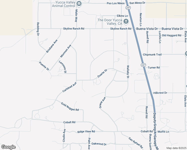 map of restaurants, bars, coffee shops, grocery stores, and more near 56600 Duarte Street in Yucca Valley