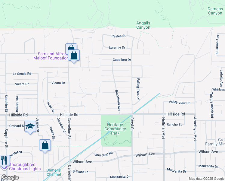 map of restaurants, bars, coffee shops, grocery stores, and more near 8986 Whirlaway Court in Rancho Cucamonga
