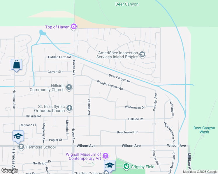 map of restaurants, bars, coffee shops, grocery stores, and more near 5306 Running Creek Lane in Rancho Cucamonga