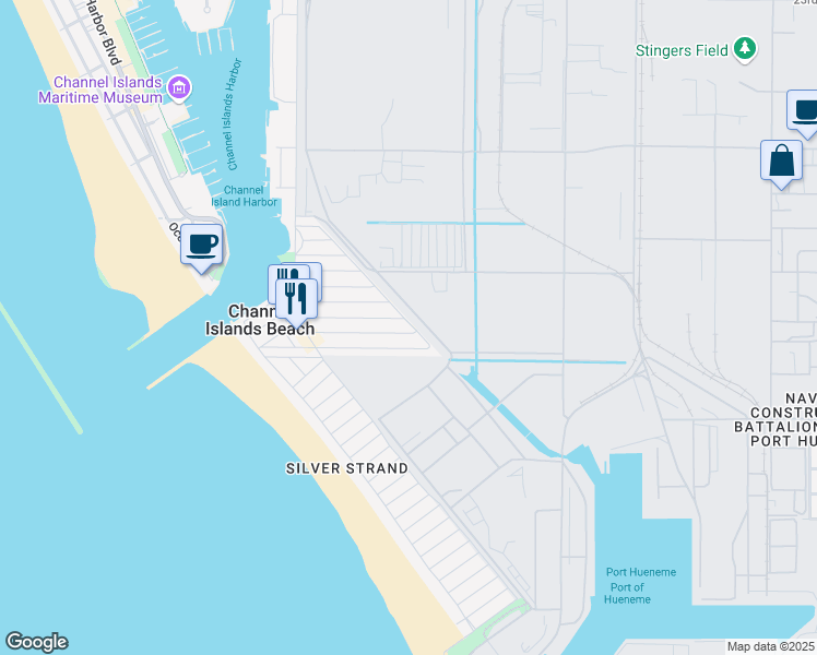 map of restaurants, bars, coffee shops, grocery stores, and more near 2409 Panama Drive in Oxnard