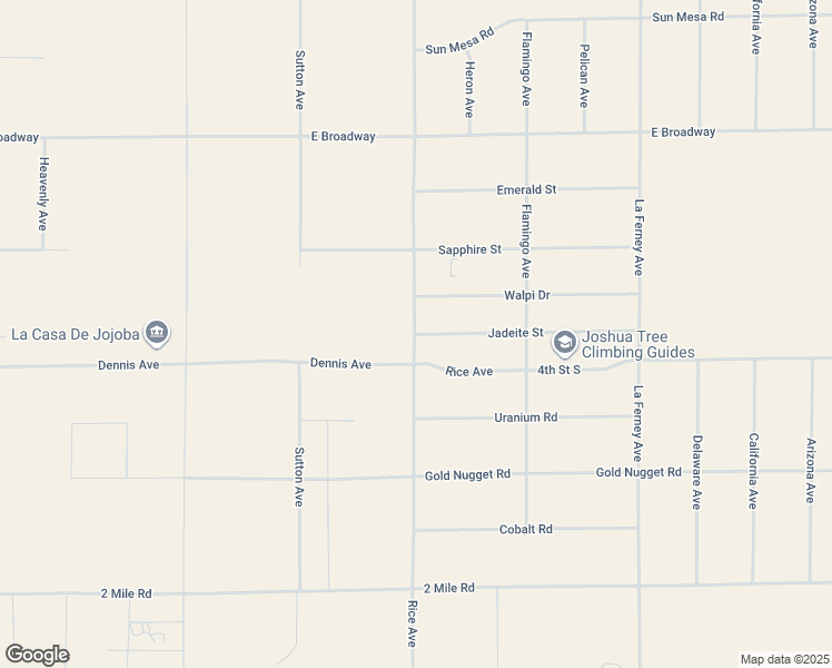 map of restaurants, bars, coffee shops, grocery stores, and more near 63000 Jadeite Street in Joshua Tree