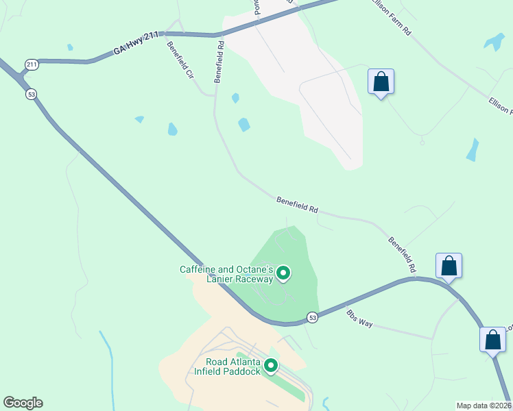 map of restaurants, bars, coffee shops, grocery stores, and more near 4420 Benefield Road in Braselton