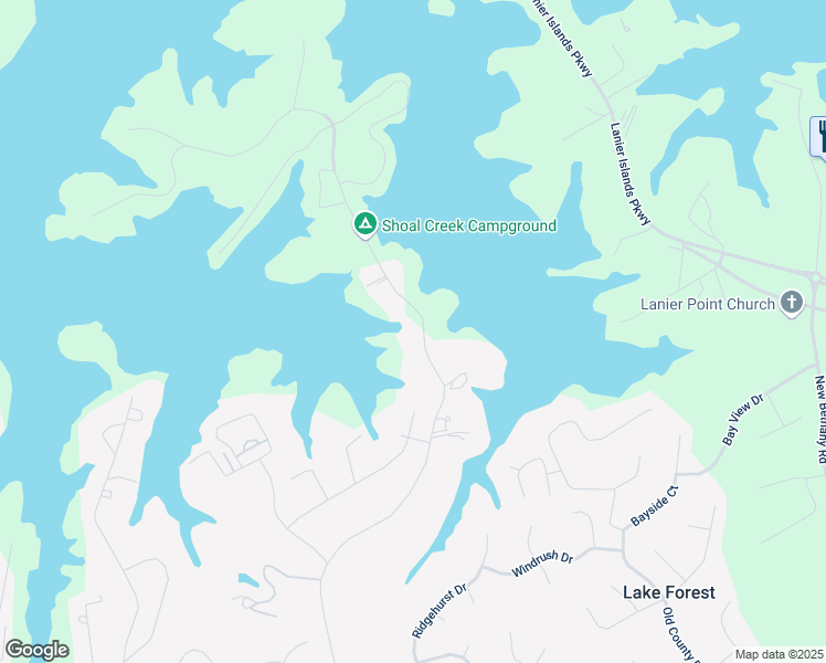 map of restaurants, bars, coffee shops, grocery stores, and more near 6140 Shadburn Ferry Road in Buford