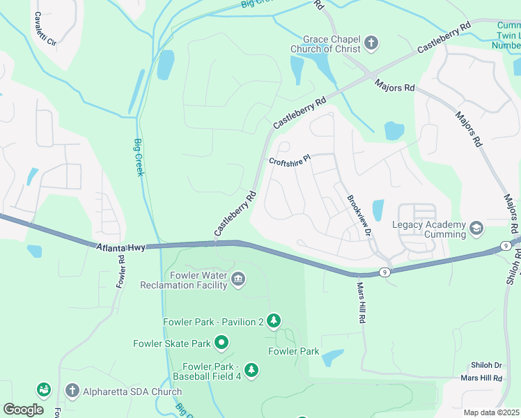 map of restaurants, bars, coffee shops, grocery stores, and more near 4495 Alister Park Drive in Cumming