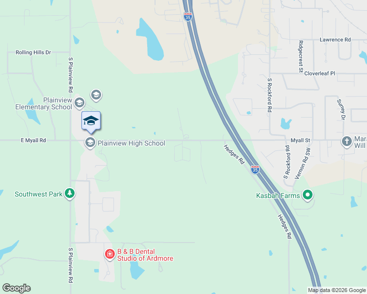 map of restaurants, bars, coffee shops, grocery stores, and more near 1207 Cash Road in Ardmore