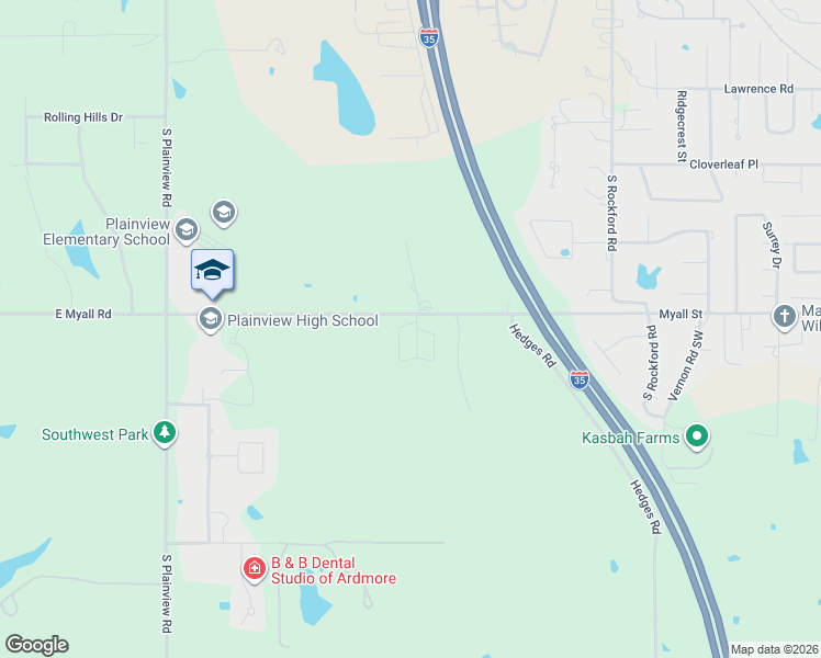 map of restaurants, bars, coffee shops, grocery stores, and more near 1207 Cash Road in Ardmore