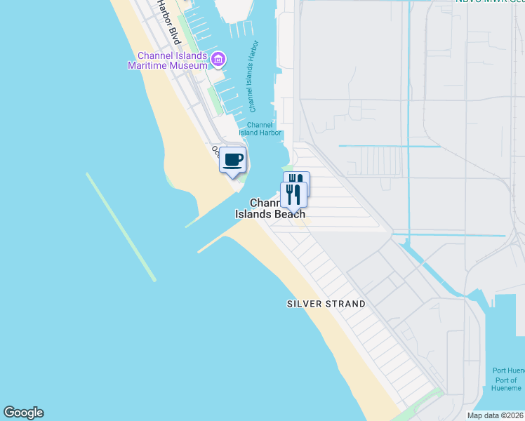 map of restaurants, bars, coffee shops, grocery stores, and more near 2524 Ocean Drive in Oxnard