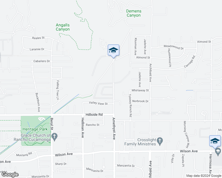 map of restaurants, bars, coffee shops, grocery stores, and more near 9485 Sherwood Drive in Rancho Cucamonga