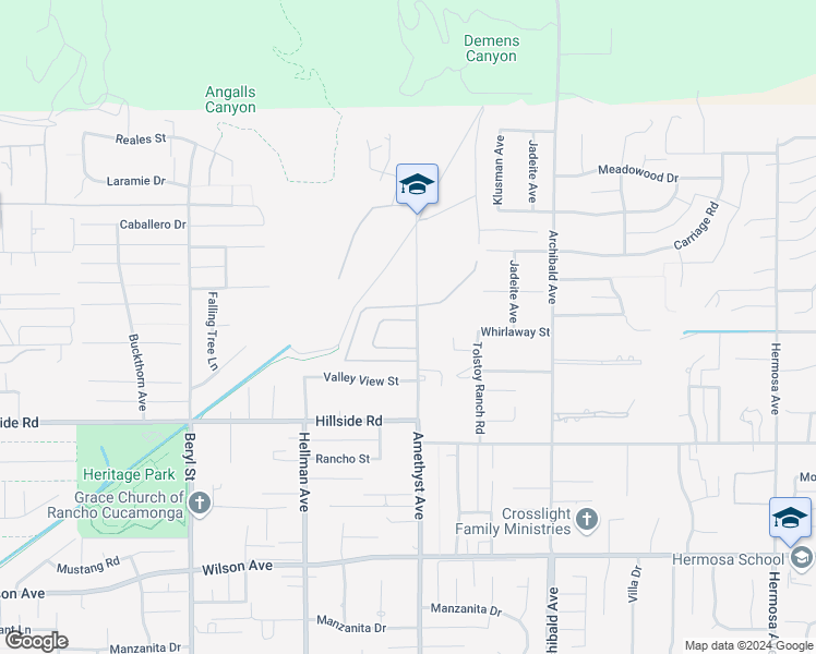 map of restaurants, bars, coffee shops, grocery stores, and more near 9485 Sherwood Drive in Rancho Cucamonga