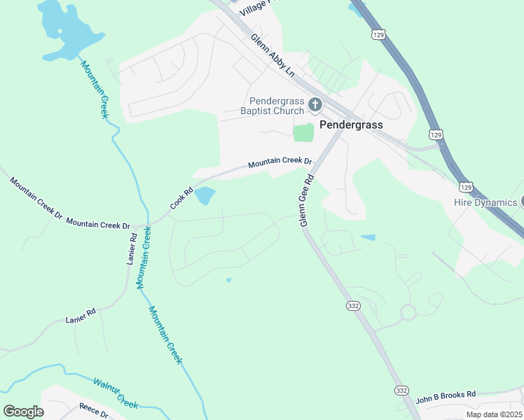 map of restaurants, bars, coffee shops, grocery stores, and more near 347 Sope Creek Circle in Pendergrass