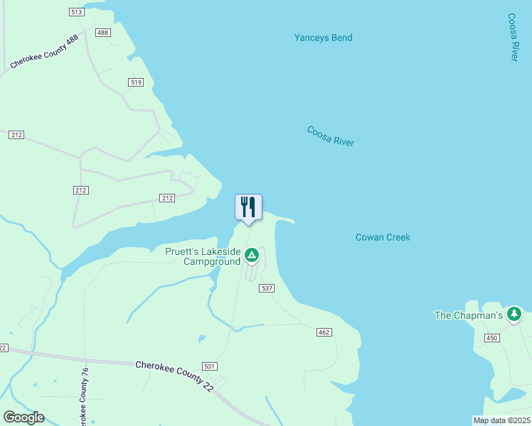 map of restaurants, bars, coffee shops, grocery stores, and more near 600 County Road 531 in Centre