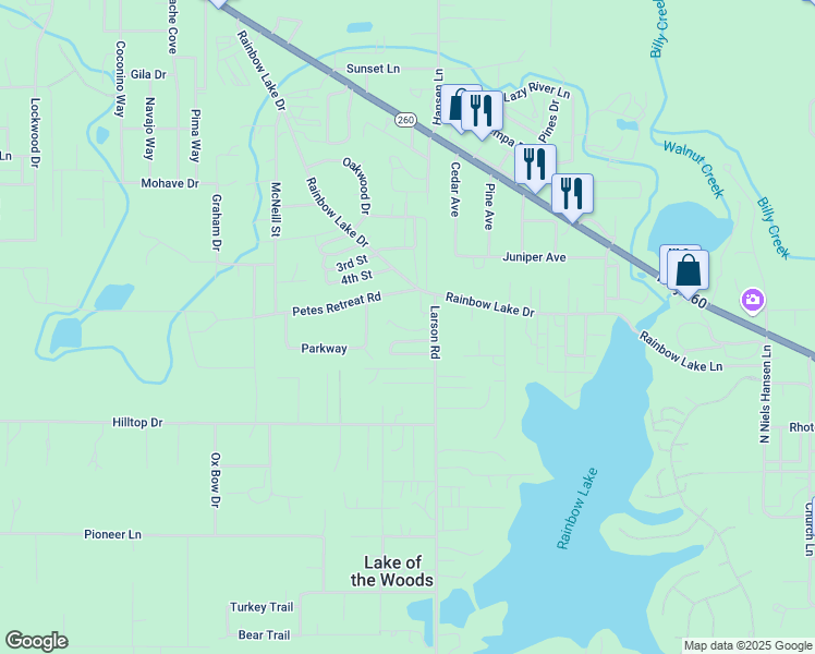 map of restaurants, bars, coffee shops, grocery stores, and more near 1930 Larson Road in Navajo County
