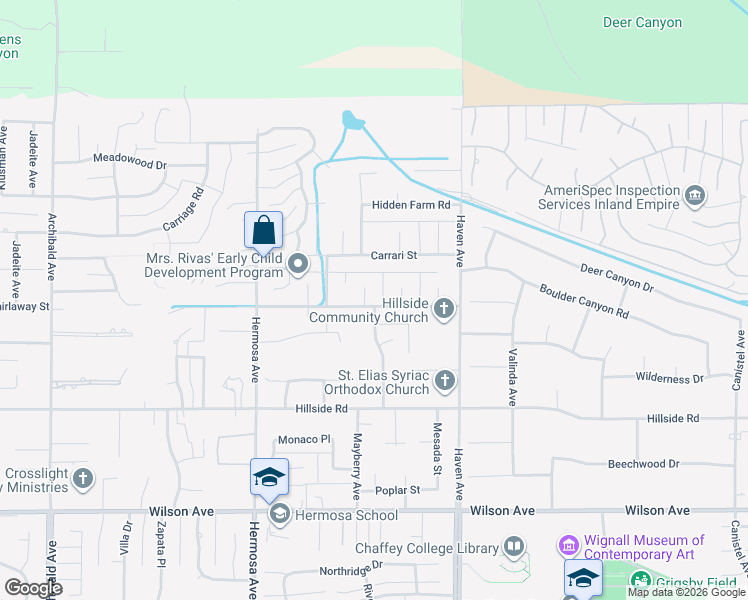 map of restaurants, bars, coffee shops, grocery stores, and more near 5291 Stone Mountain Place in Rancho Cucamonga