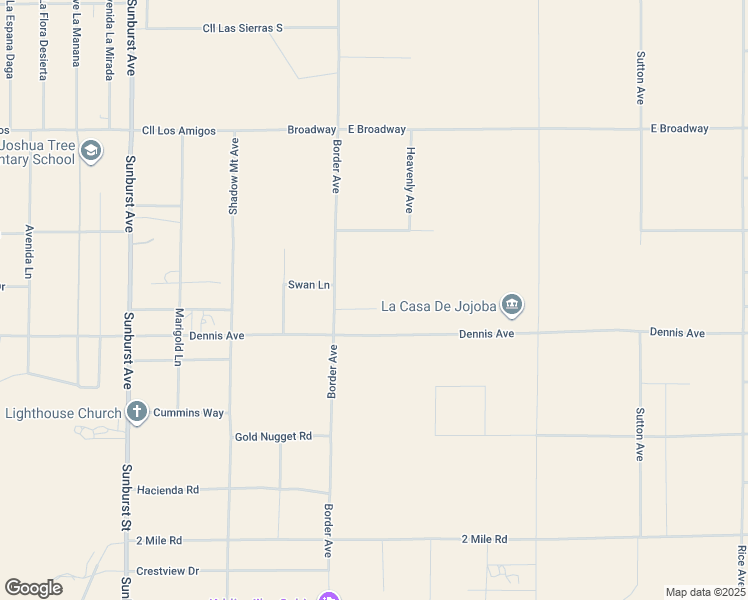 map of restaurants, bars, coffee shops, grocery stores, and more near 5235 Border Avenue in Joshua Tree