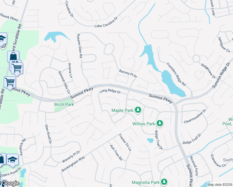 map of restaurants, bars, coffee shops, grocery stores, and more near 113 Long Ridge Drive in Columbia