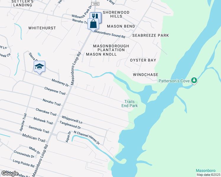 map of restaurants, bars, coffee shops, grocery stores, and more near 329 Trails End Road in Wilmington