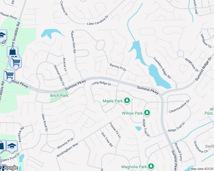 map of restaurants, bars, coffee shops, grocery stores, and more near 113 Long Ridge Drive in Columbia
