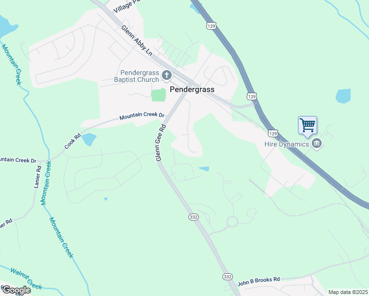 map of restaurants, bars, coffee shops, grocery stores, and more near 272 Blackberry Lane in Pendergrass