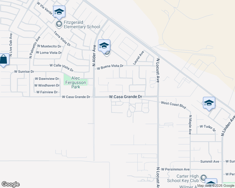 map of restaurants, bars, coffee shops, grocery stores, and more near 2159 West Fairview Drive in Rialto