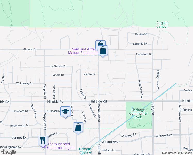 map of restaurants, bars, coffee shops, grocery stores, and more near 5340 Carnelian Street in Rancho Cucamonga