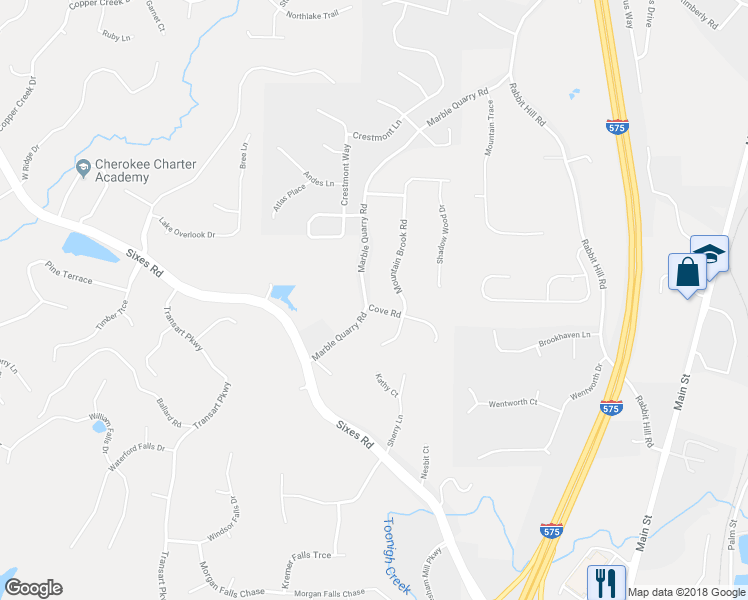 map of restaurants, bars, coffee shops, grocery stores, and more near 400 Cove Road in Canton