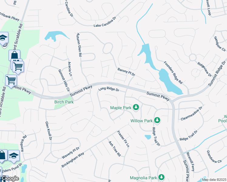 map of restaurants, bars, coffee shops, grocery stores, and more near 113 Long Ridge Drive in Columbia