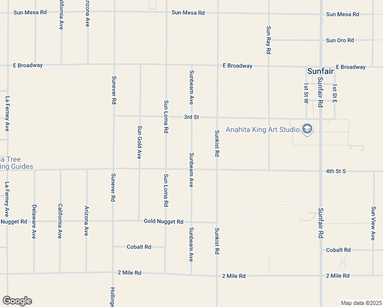 map of restaurants, bars, coffee shops, grocery stores, and more near Sunbeam Avenue in Joshua Tree