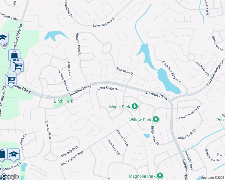 map of restaurants, bars, coffee shops, grocery stores, and more near 113 Long Ridge Drive in Columbia