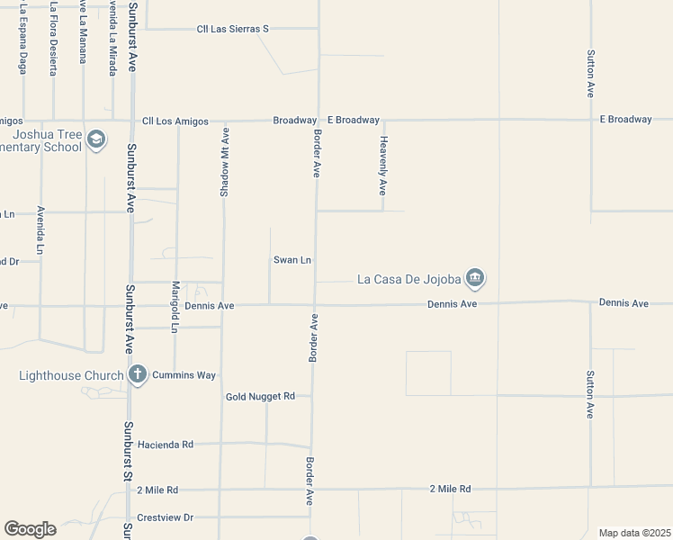 map of restaurants, bars, coffee shops, grocery stores, and more near 5235 Border Avenue in Joshua Tree