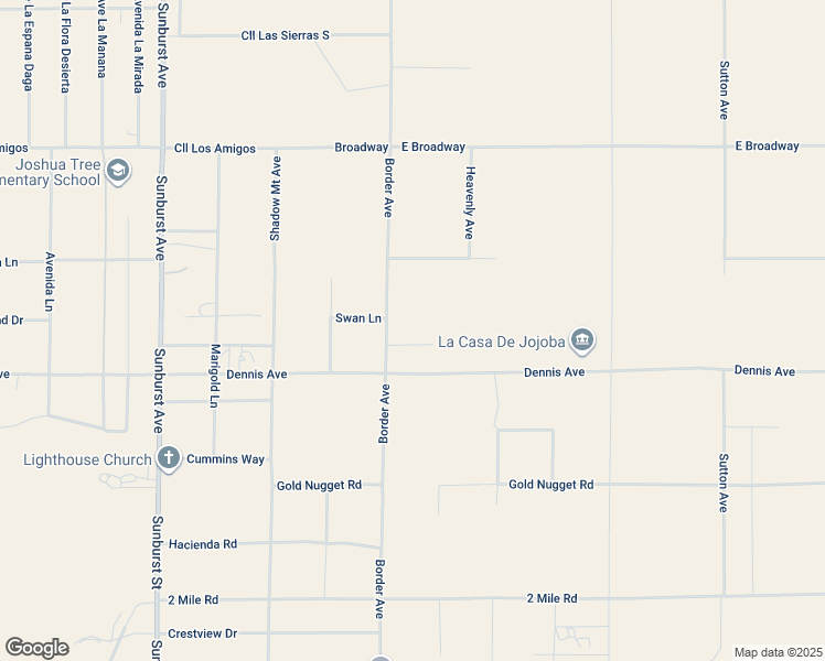 map of restaurants, bars, coffee shops, grocery stores, and more near 5235 Border Avenue in Joshua Tree