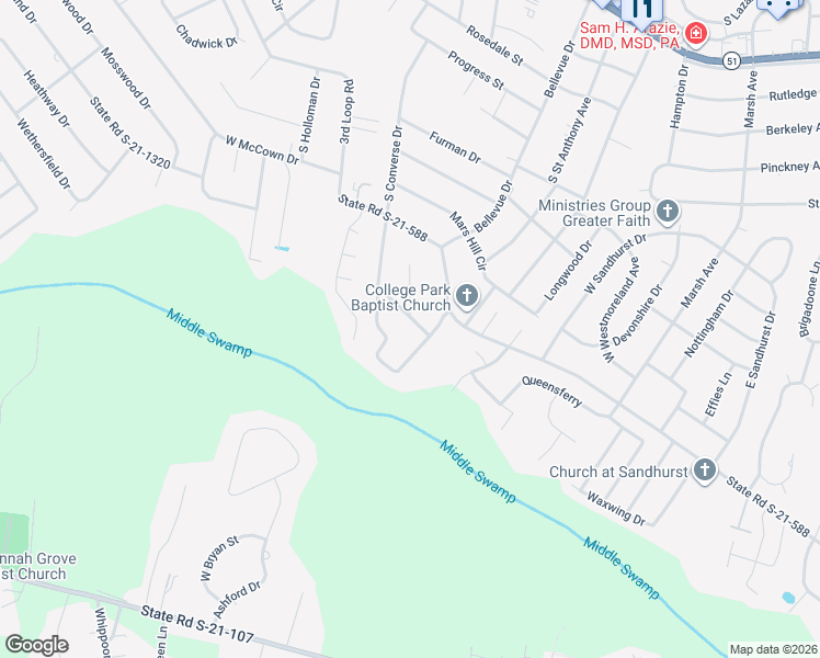 map of restaurants, bars, coffee shops, grocery stores, and more near 2101 South Enchanted Lane in Florence