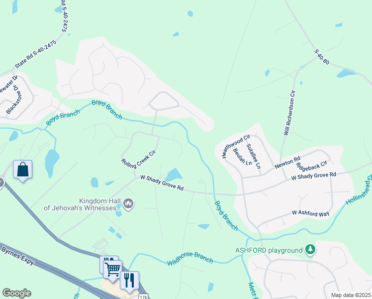 map of restaurants, bars, coffee shops, grocery stores, and more near 106 Willow Creek Drive in Irmo