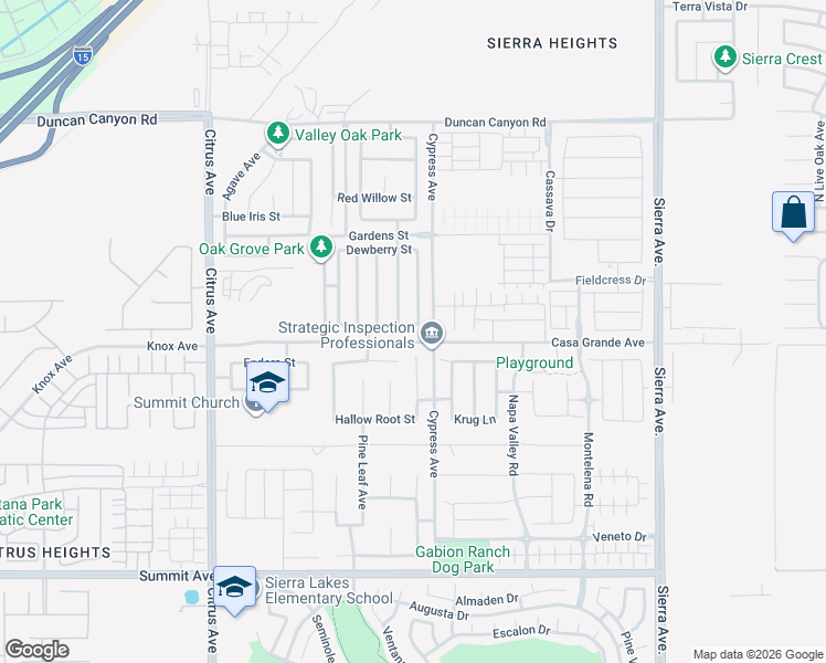 map of restaurants, bars, coffee shops, grocery stores, and more near 16463 Lantana Street in Fontana
