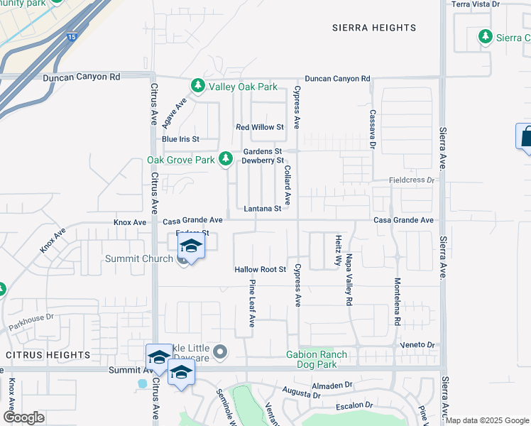 map of restaurants, bars, coffee shops, grocery stores, and more near 16409 Lantana Street in Fontana