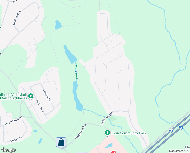 map of restaurants, bars, coffee shops, grocery stores, and more near Haigs Creek North in Elgin