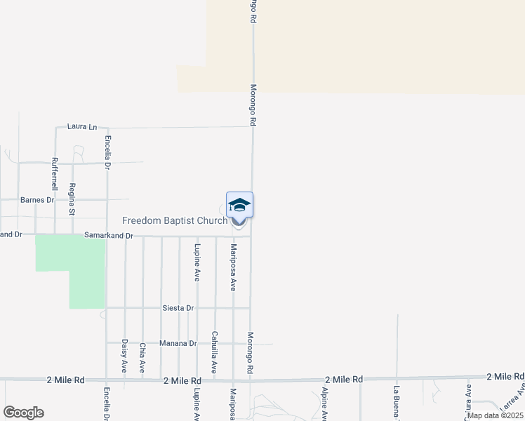 map of restaurants, bars, coffee shops, grocery stores, and more near Morongo Road in Twentynine Palms