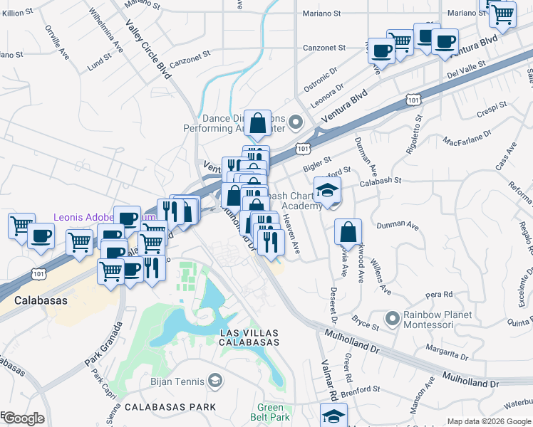 map of restaurants, bars, coffee shops, grocery stores, and more near 4822 Almidor Avenue in Los Angeles