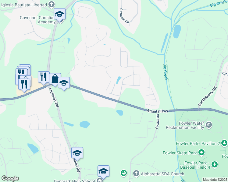 map of restaurants, bars, coffee shops, grocery stores, and more near 4830 Mistybrooke Court in Alpharetta