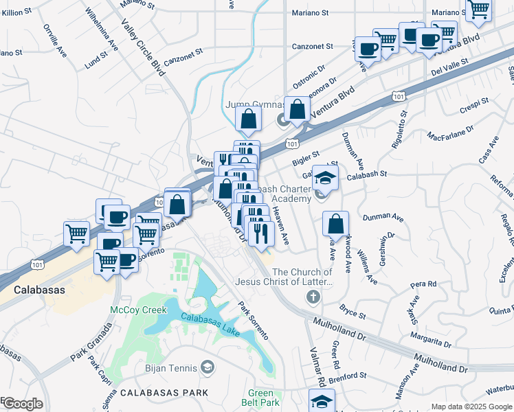 map of restaurants, bars, coffee shops, grocery stores, and more near 4822 Almidor Avenue in Los Angeles