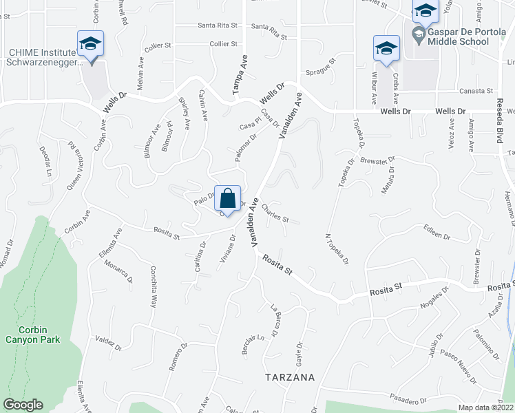 map of restaurants, bars, coffee shops, grocery stores, and more near 4870 Vanalden Avenue in Los Angeles