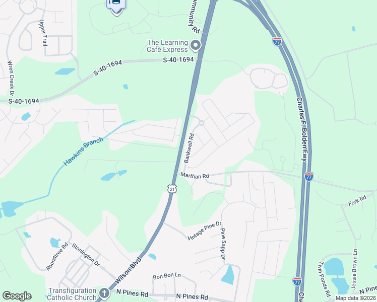 map of restaurants, bars, coffee shops, grocery stores, and more near Bankwell Road in Blythewood