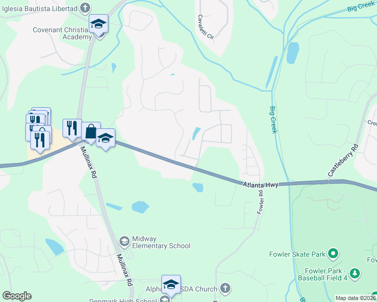 map of restaurants, bars, coffee shops, grocery stores, and more near 4830 Mistybrooke Court in Alpharetta