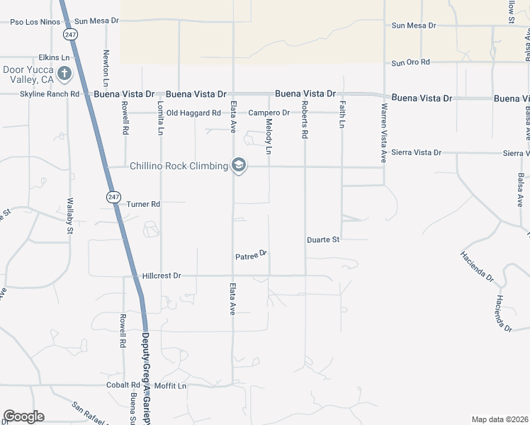 map of restaurants, bars, coffee shops, grocery stores, and more near 5224 Wind Song Avenue in Yucca Valley
