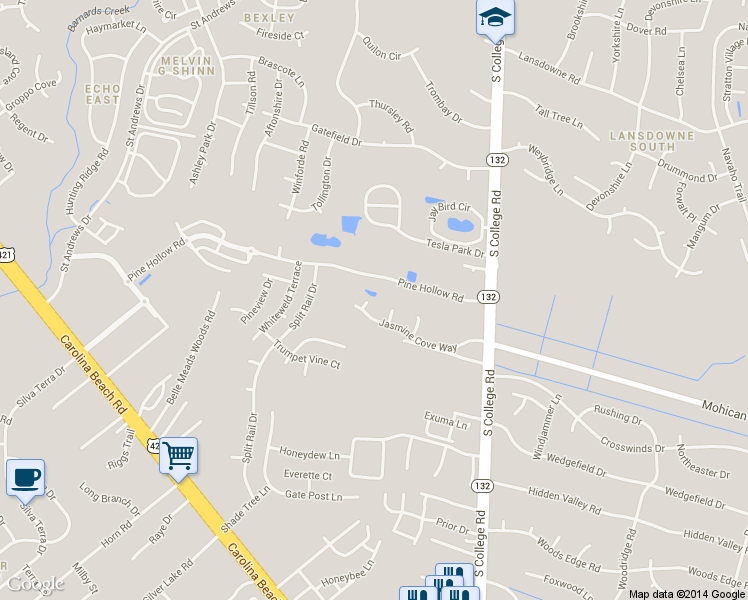 map of restaurants, bars, coffee shops, grocery stores, and more near 4622 Song Sparrow Court in Wilmington