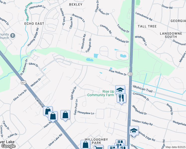 map of restaurants, bars, coffee shops, grocery stores, and more near 4210 Jasmine Cove Way in Wilmington
