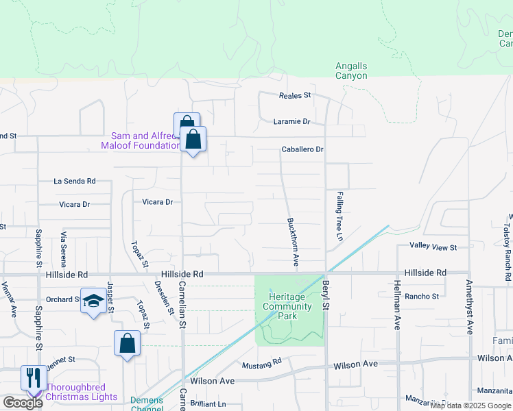 map of restaurants, bars, coffee shops, grocery stores, and more near 8915 Appaloosa Court in Rancho Cucamonga